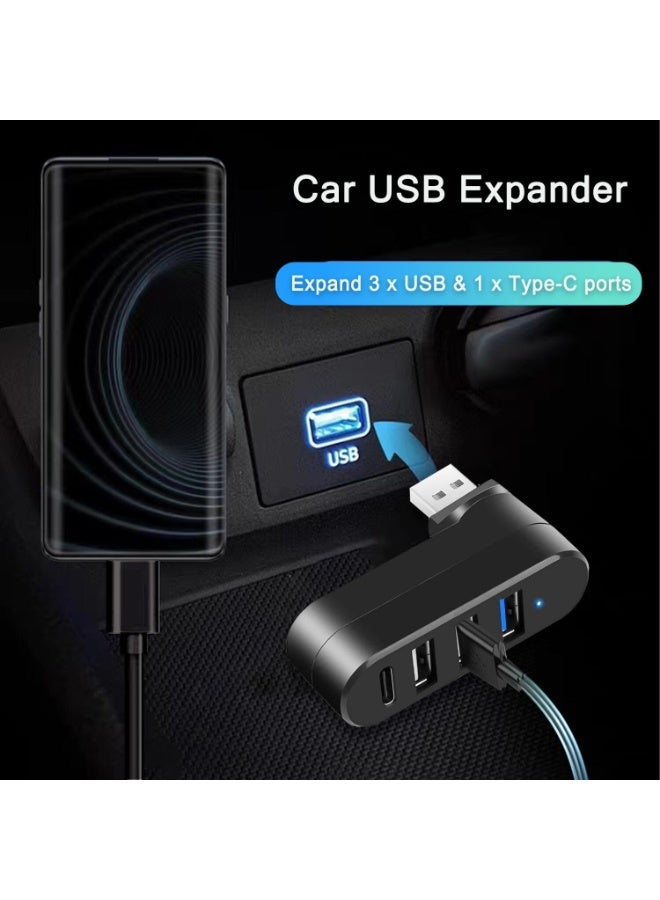 موزع USB 3.0 بأربعة منافذ [قابل للتدوير 90°/180°]، مقسم USB مع 3 منافذ USB-A ومنفذ USB C للطاقة/البيانات، مداعب USB للكمبيوتر المحمول، السيارة، iMac، MacBook Air، MacBook Pro، وغيرها - Image 5